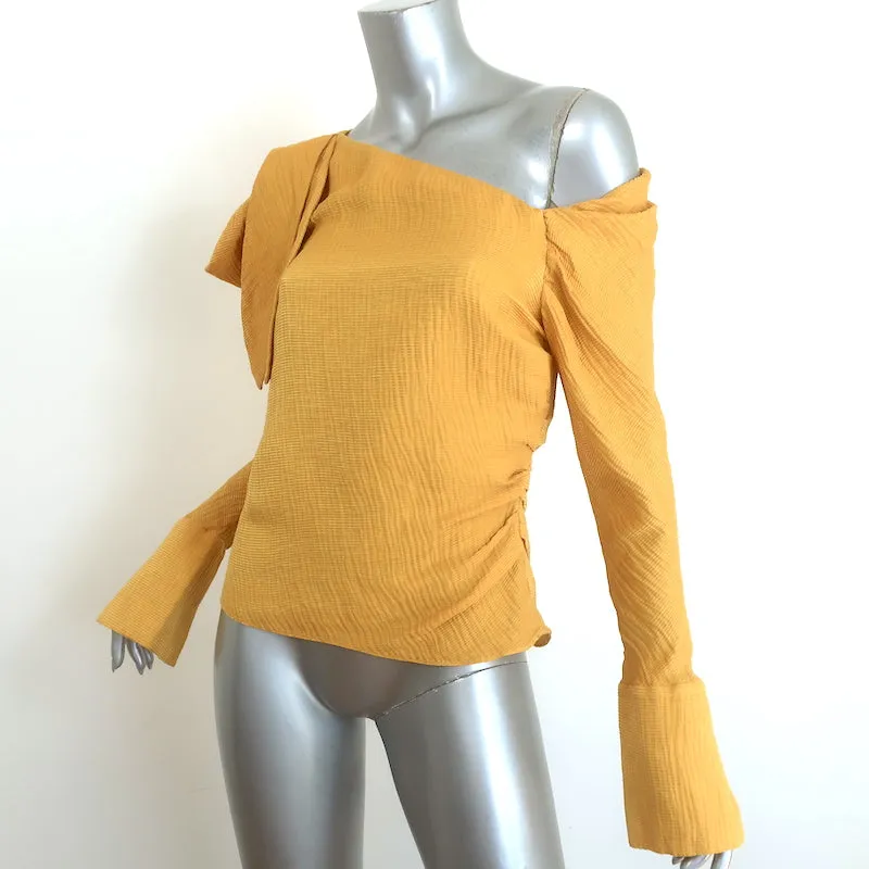 Hellessy Phacelia Top Asymétrique Dénudé Épaule Marigold Linen-Silk Taille 6
