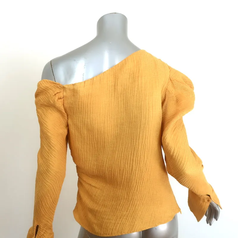 Hellessy Phacelia Top Asymétrique Dénudé Épaule Marigold Linen-Silk Taille 6