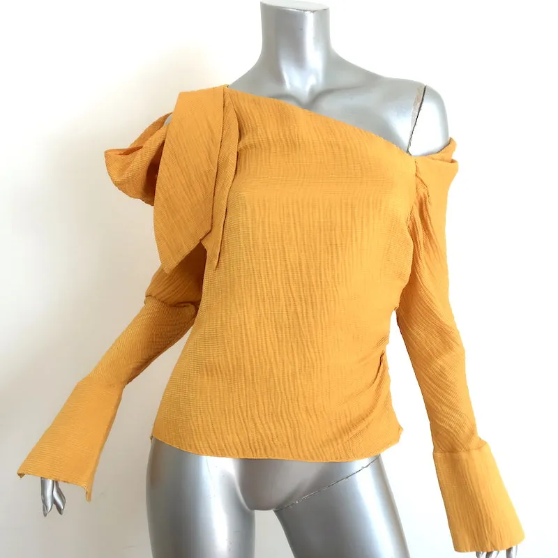 Hellessy Phacelia Top Asymétrique Dénudé Épaule Marigold Linen-Silk Taille 6