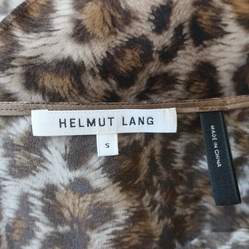 Helmut Lang Débardeur Imprimé Léopard en Soie Marron Taille S