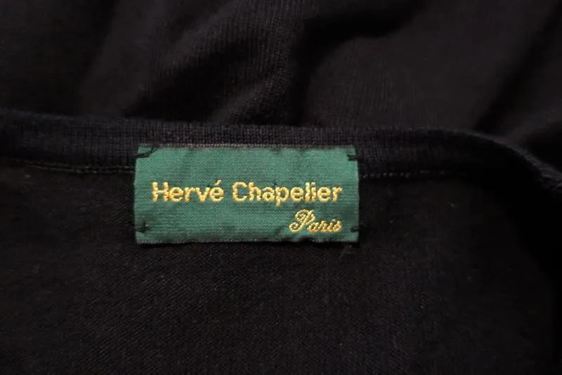 Herve Chapelier Haut Noir en Coton Tricoté Taille Petite Sans Manches