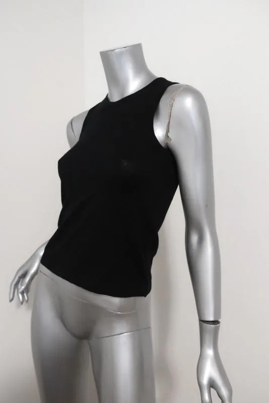 Herve Chapelier Haut Noir en Coton Tricoté Taille Petite Sans Manches