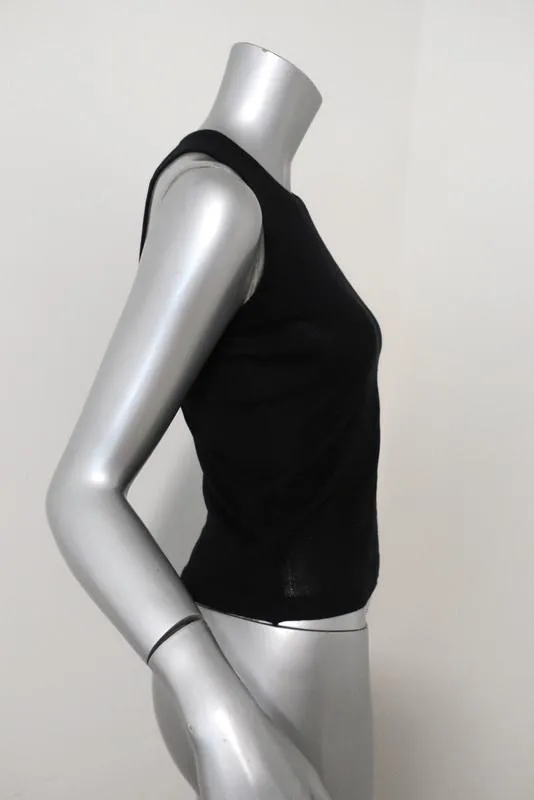 Herve Chapelier Haut Noir en Coton Tricoté Taille Petite Sans Manches