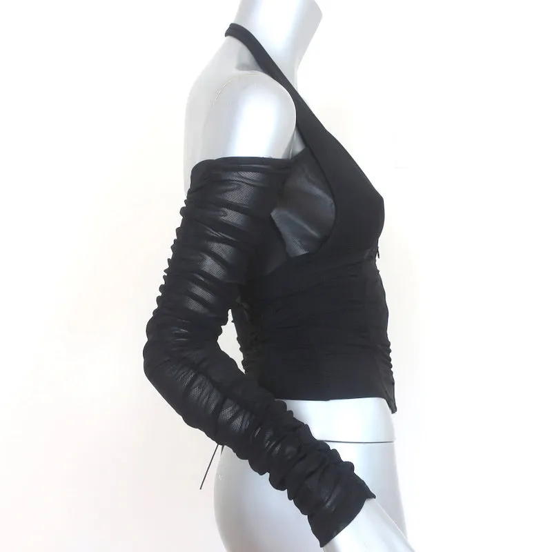 I.AM.GIA Haut à bretelles cold shoulder noir en mesh ruché Taille S NEUF
