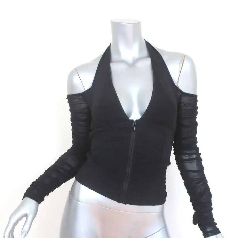 I.AM.GIA Haut à bretelles cold shoulder noir en mesh ruché Taille S NEUF