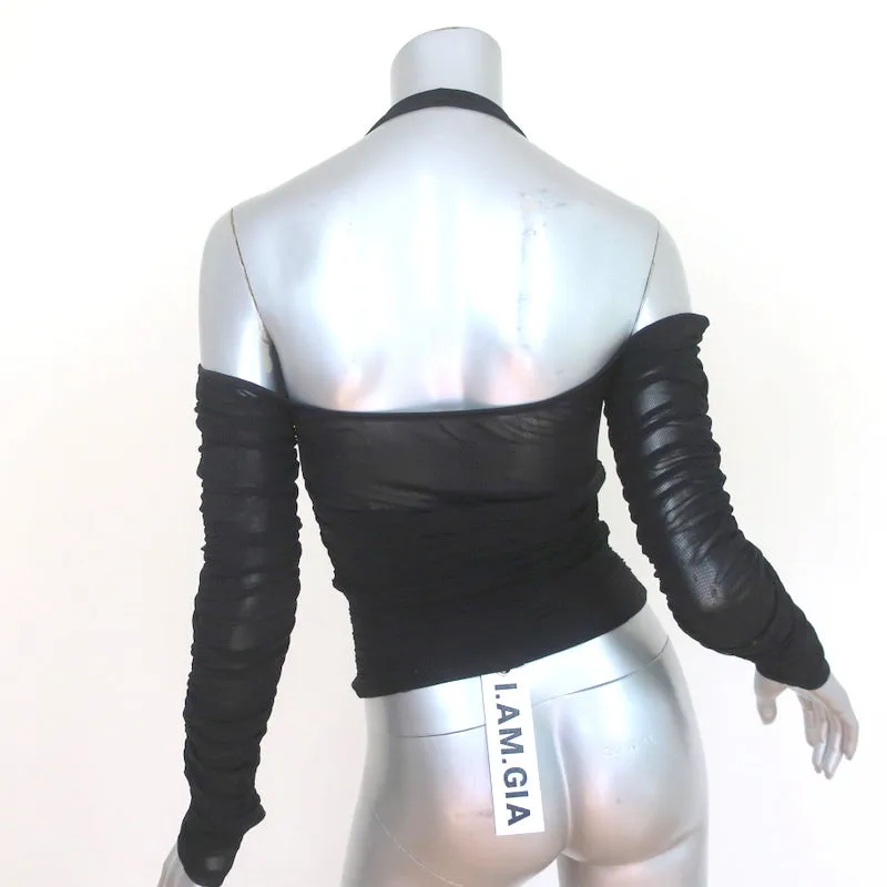 I.AM.GIA Haut à bretelles cold shoulder noir en mesh ruché Taille S NEUF