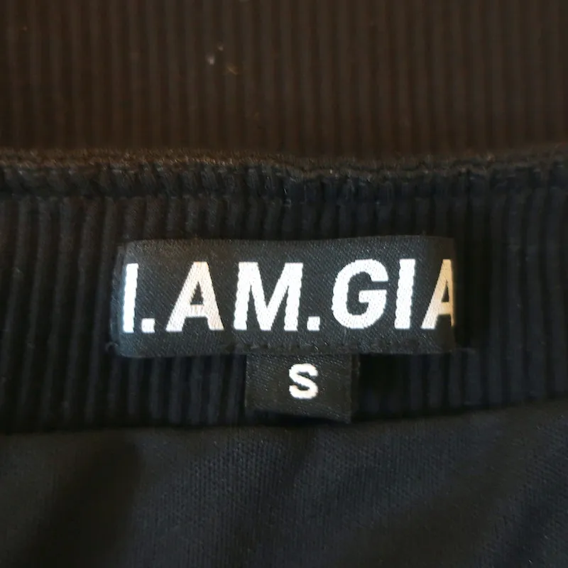 I.AM.GIA Portia Corsage à Manches Longues à Lacets Noir en Côtelé Taille S