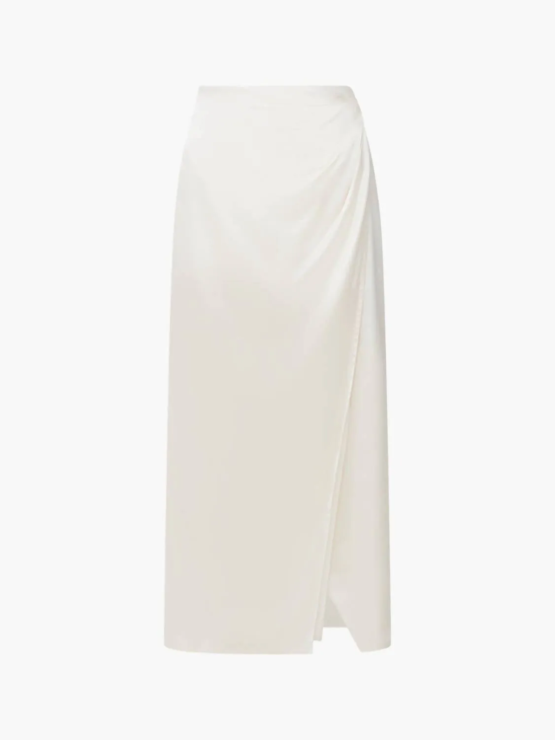 Jupe mi-longue en satin Inu enveloppante couleur crème classique