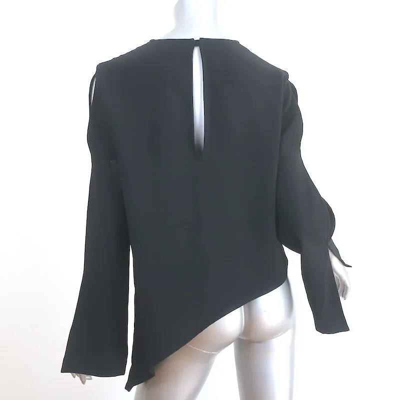 IRO Awefa Blouse asymétrique noire avec découpes en crêpe Taille 38 Haut à manches longues NEUF