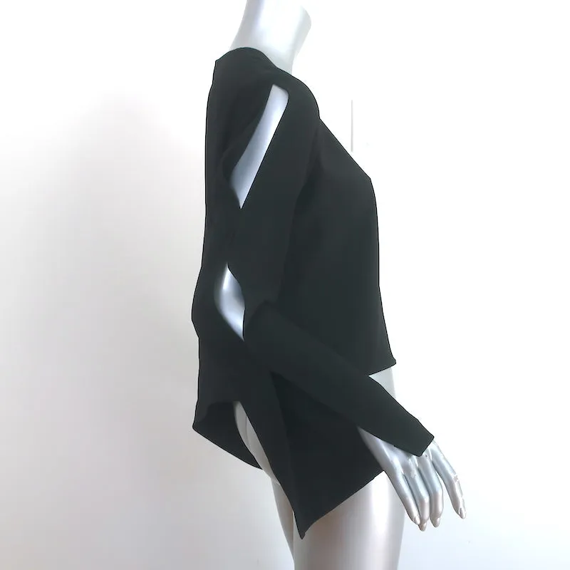 IRO Awefa Blouse asymétrique noire avec découpes en crêpe Taille 38 Haut à manches longues NEUF