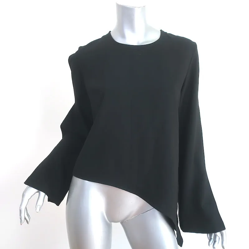 IRO Awefa Blouse asymétrique noire avec découpes en crêpe Taille 38 Haut à manches longues NEUF