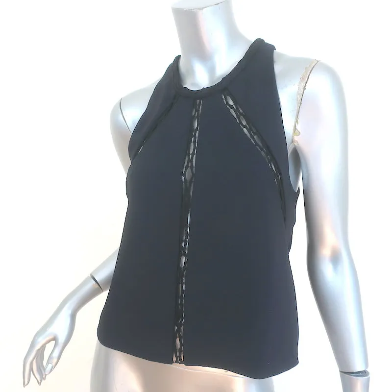 Débardeur IRO Buddy Noir en Crêpe avec Dentelle Taille 36 NEUF