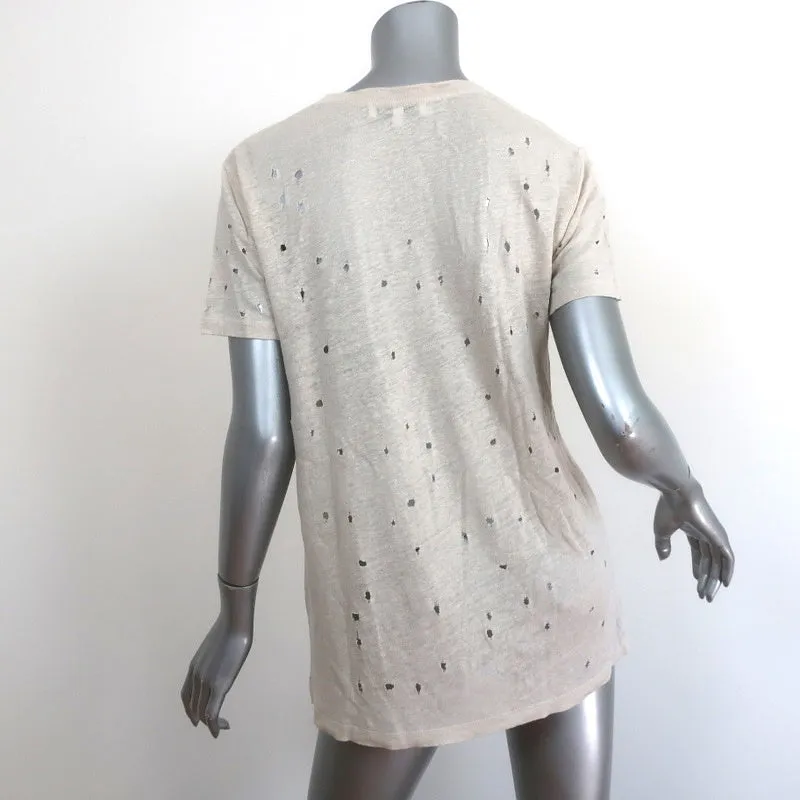 Tee en argile IRO Beige Jersey en lin vieilli Taille Petite Haut à manches courtes