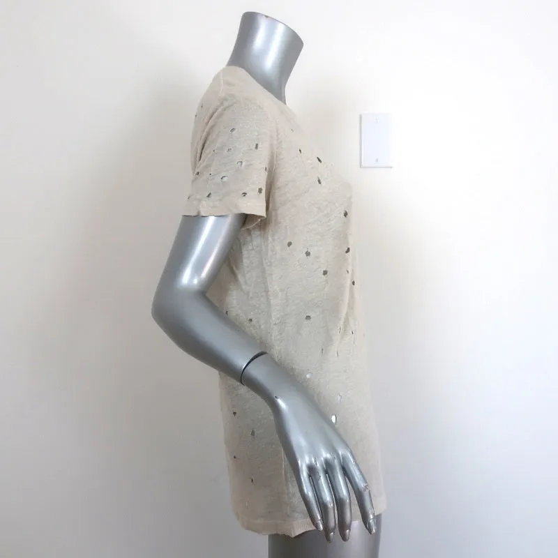 Tee en argile IRO Beige Jersey en lin vieilli Taille Petite Haut à manches courtes