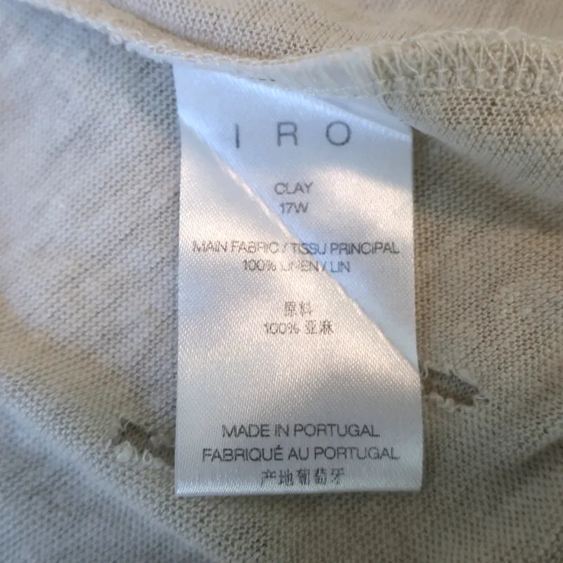 Tee en argile IRO Beige Jersey en lin vieilli Taille Petite Haut à manches courtes