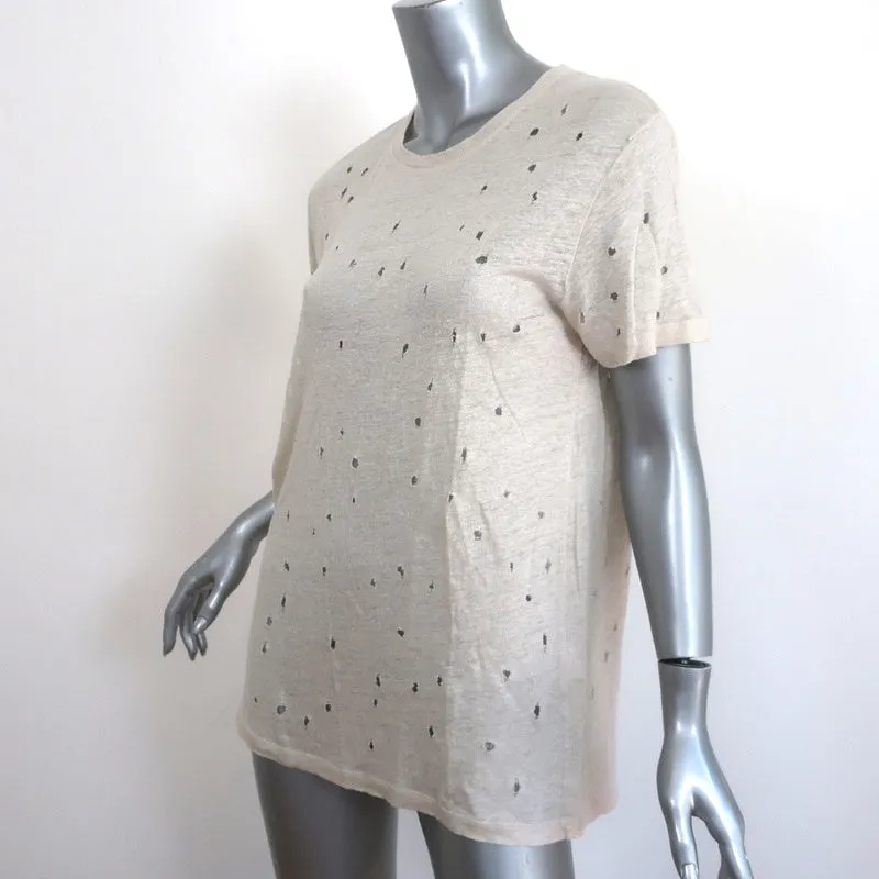 Tee en argile IRO Beige Jersey en lin vieilli Taille Petite Haut à manches courtes
