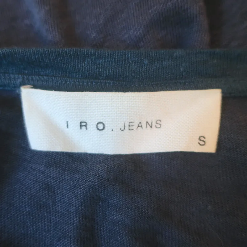IRO JEANS T-shirt manches longues bicolore Laurene en lin bleu marine Taille S