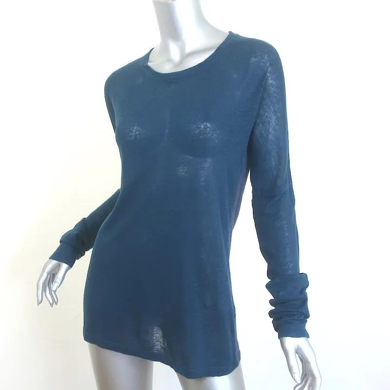 IRO JEANS T-shirt manches longues bicolore Laurene en lin bleu marine Taille S