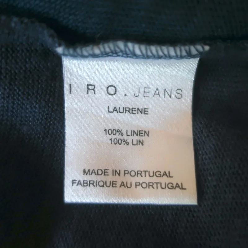 IRO JEANS T-shirt manches longues bicolore Laurene en lin bleu marine Taille S