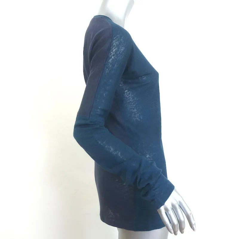IRO JEANS T-shirt manches longues bicolore Laurene en lin bleu marine Taille S