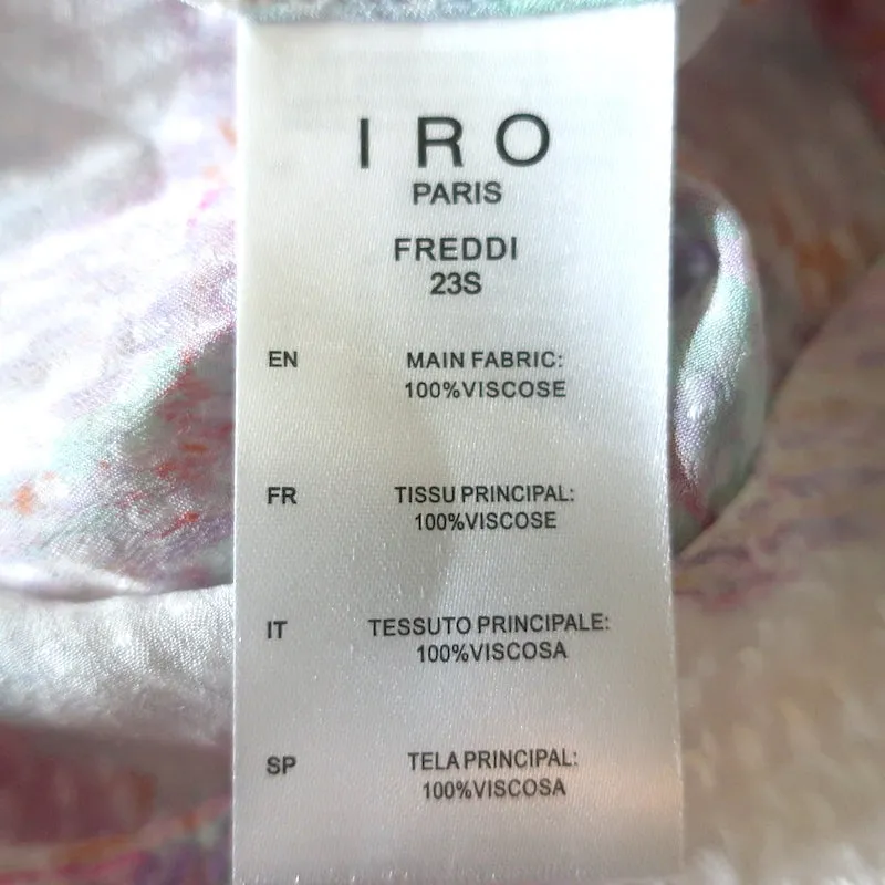 Blouse IRO Wrap Freddi Rose/Blanc Jacquard Imprimé Taille 34 Haut à Manches Longues