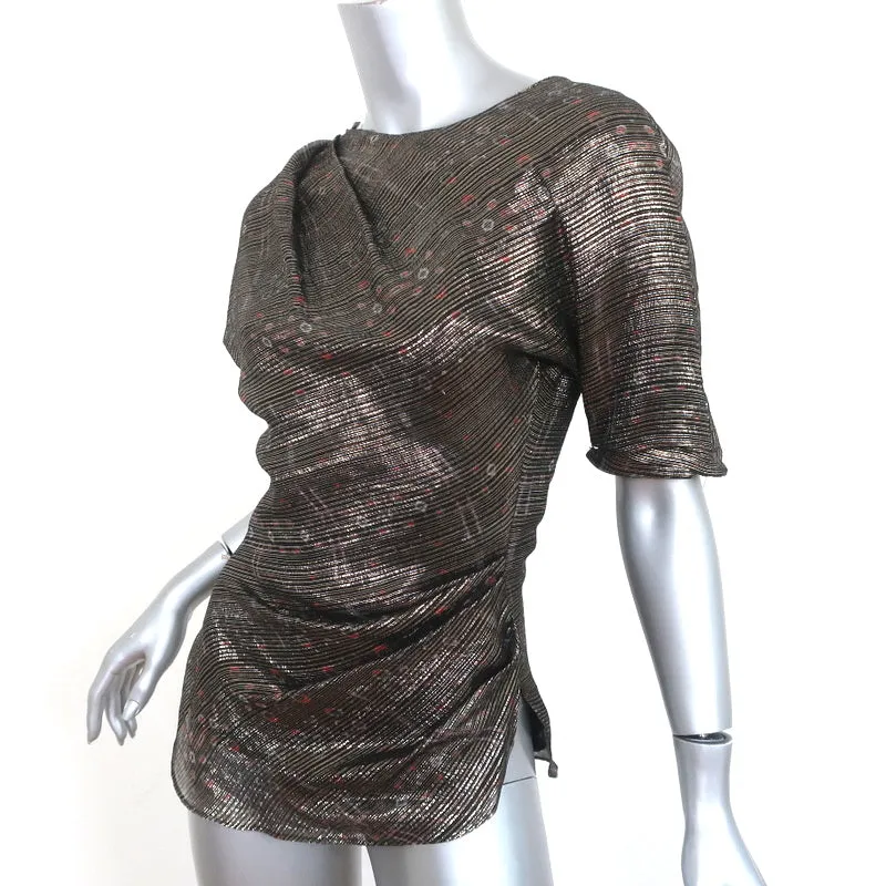 Isabel Marant Haut asymétrique drapé en soie métallisée imprimée taille 36