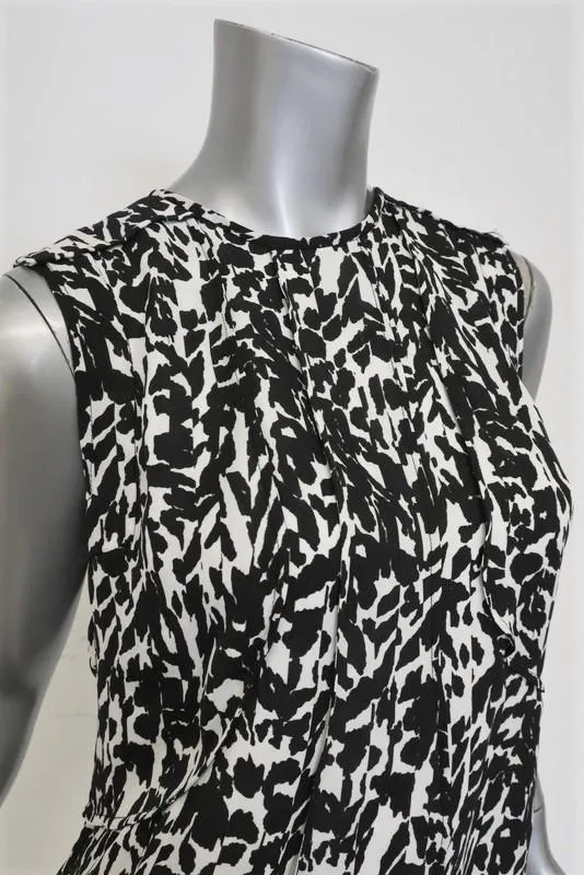 Isabel Marant Blouse Mousse Blanc/Noir Imprimé Léopard Soie Taille 42 Haut Sans Manches