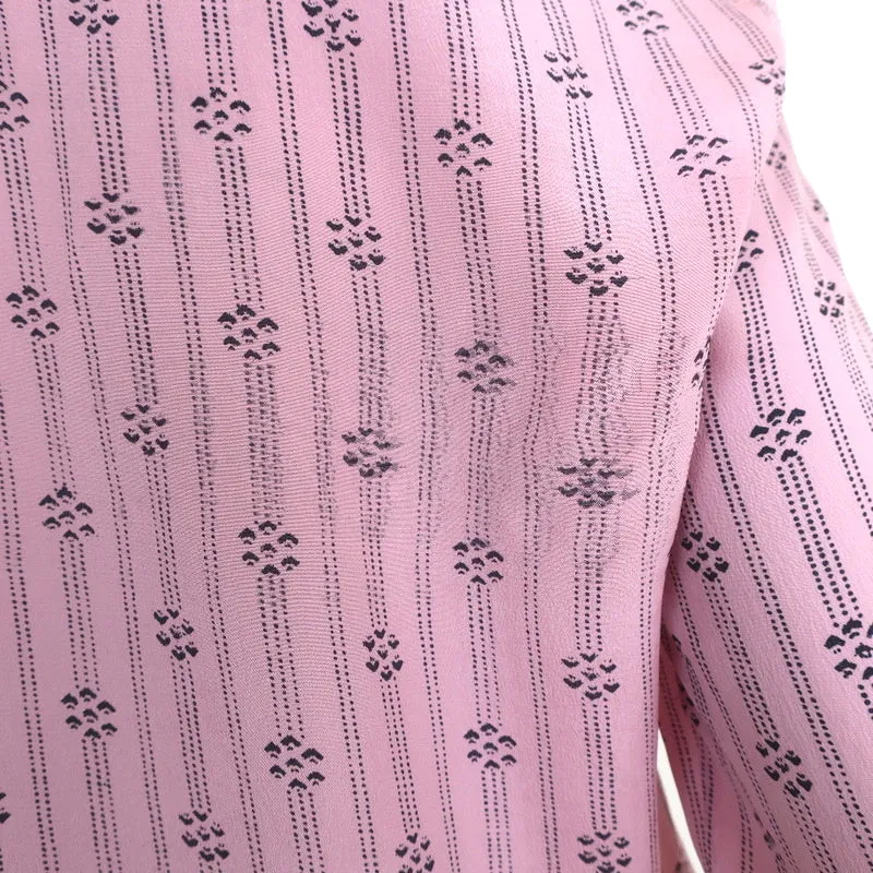 Isabel Marant Blouse à manches longues en soie rayée rose avec contrastes taille 40