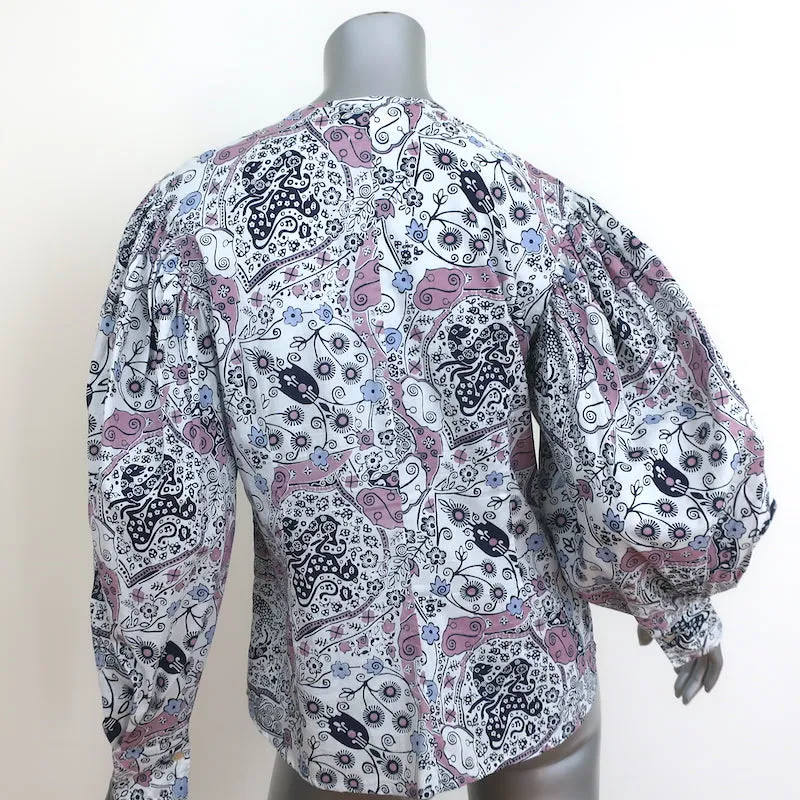 Isabel Marant Etoile Blouse Unatil en Coton Imprimé Taille 42 Haut à Manches Blouson