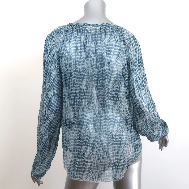 Isabel Marant Etoile Blouse Zinya Bleu Imprimé Chiffon Taille 38 Haut à Manches Longues