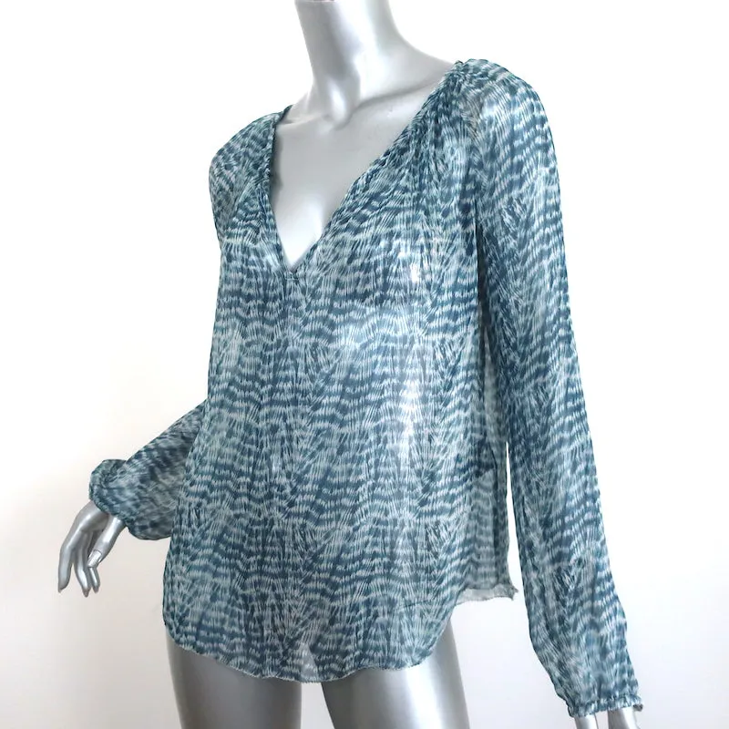 Isabel Marant Etoile Blouse Zinya Bleu Imprimé Chiffon Taille 38 Haut à Manches Longues