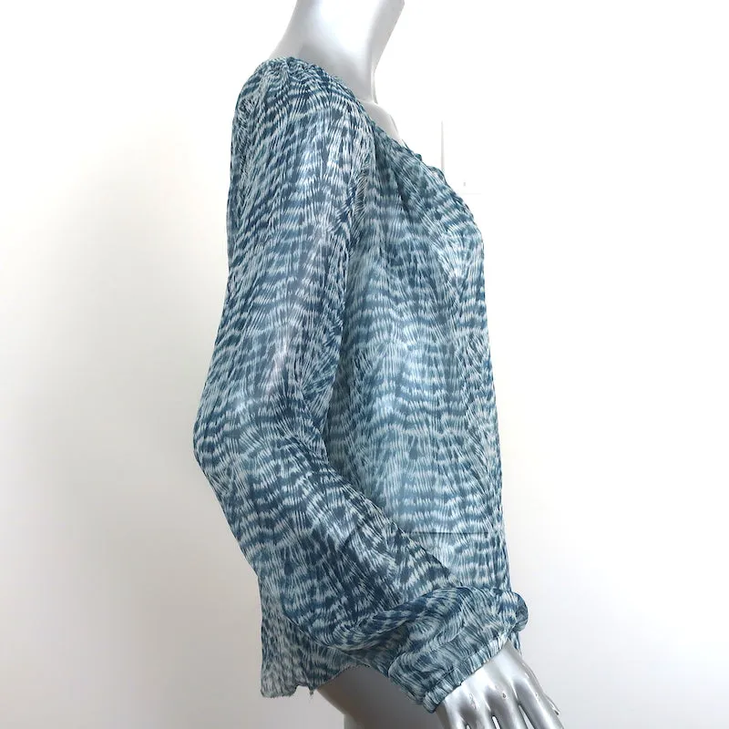 Isabel Marant Etoile Blouse Zinya Bleu Imprimé Chiffon Taille 38 Haut à Manches Longues
