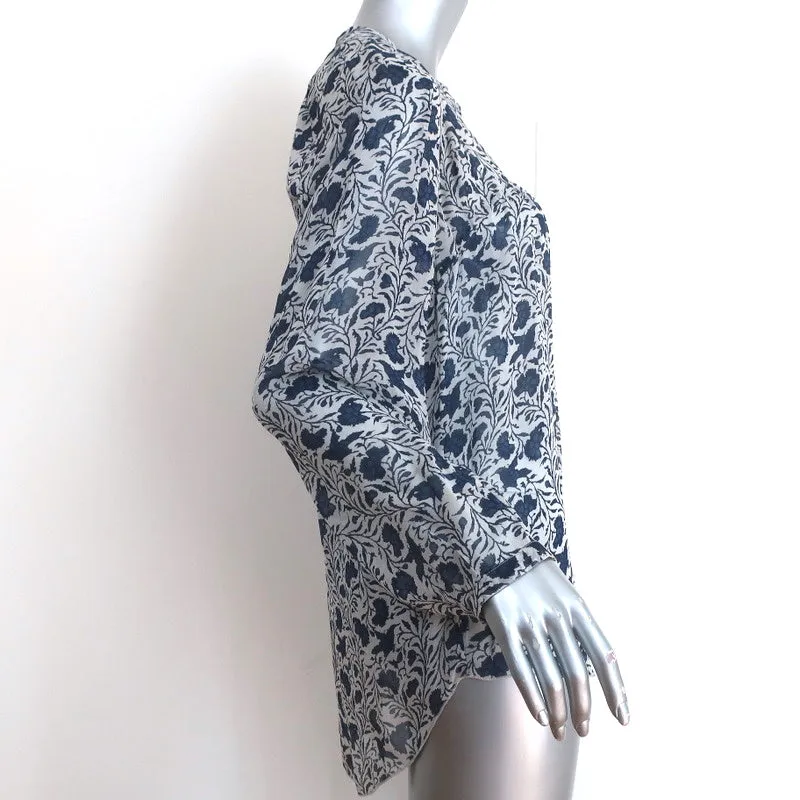 Isabel Marant Etoile Blouse à Découpes Presley Imprimé Fleuri Bleu Chiffon Taille 38