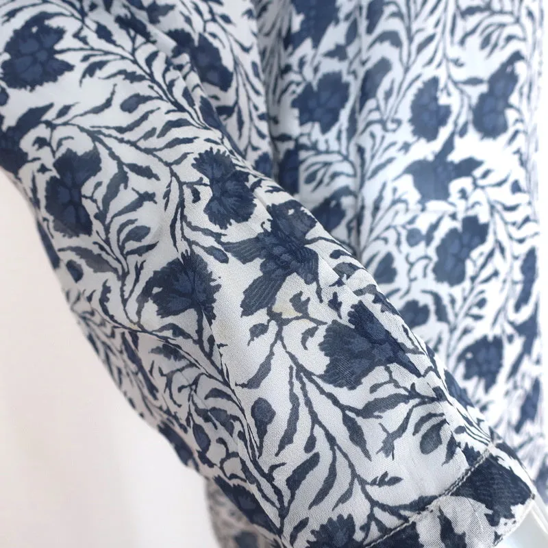 Isabel Marant Etoile Blouse à Découpes Presley Imprimé Fleuri Bleu Chiffon Taille 38