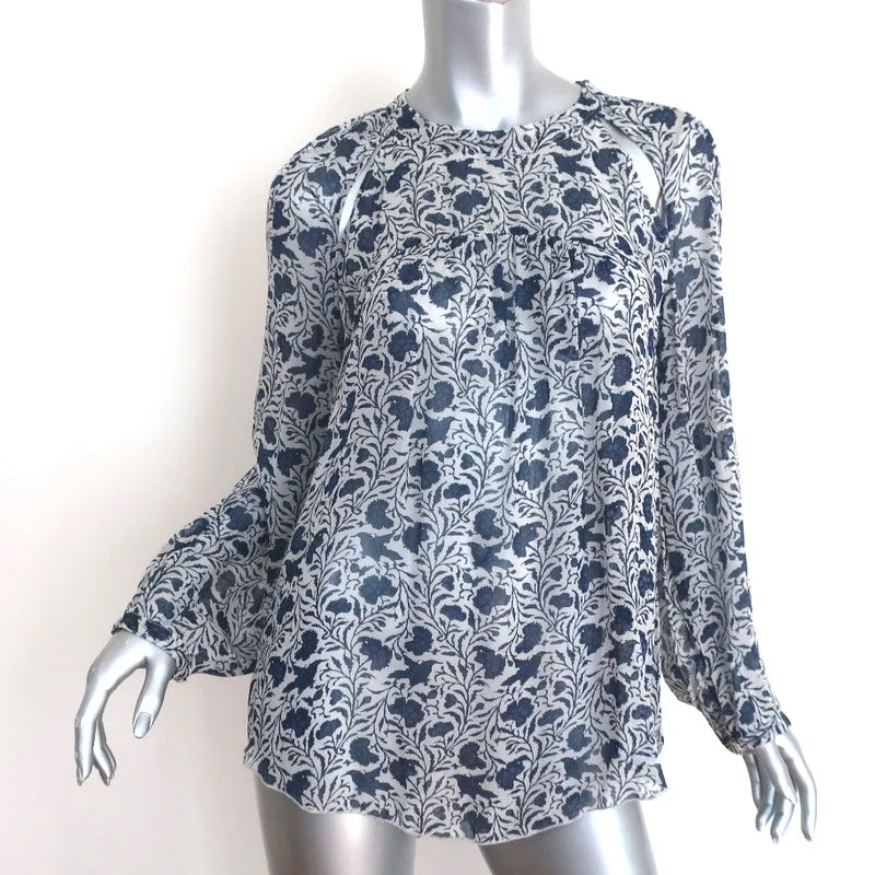 Isabel Marant Etoile Blouse à Découpes Presley Imprimé Fleuri Bleu Chiffon Taille 38