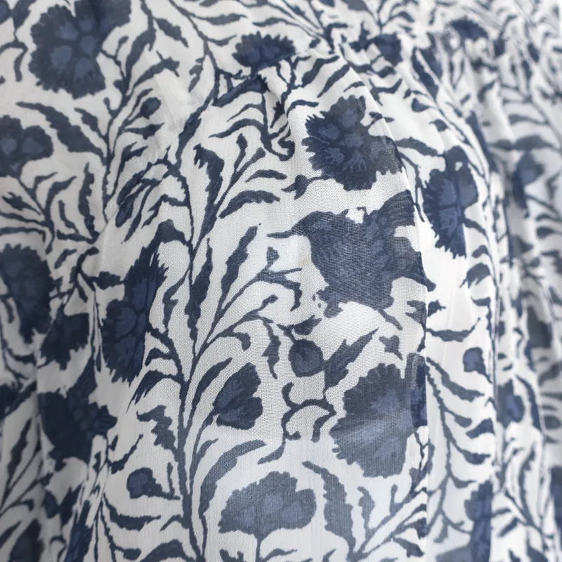 Isabel Marant Etoile Blouse à Découpes Presley Imprimé Fleuri Bleu Chiffon Taille 38