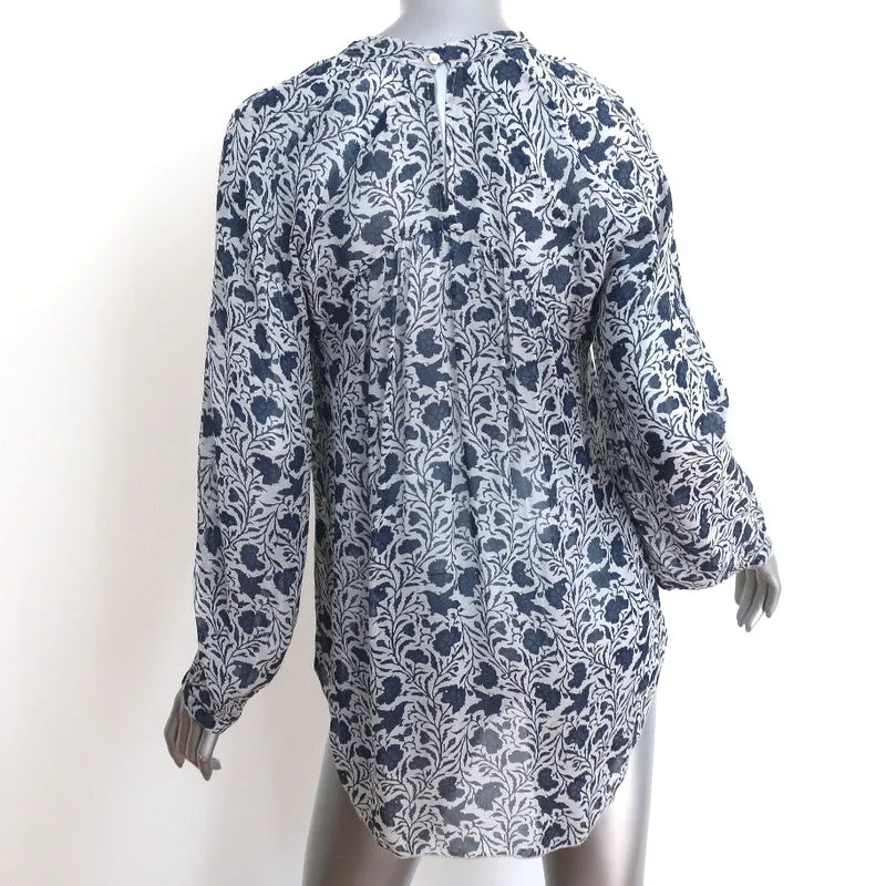 Isabel Marant Etoile Blouse à Découpes Presley Imprimé Fleuri Bleu Chiffon Taille 38