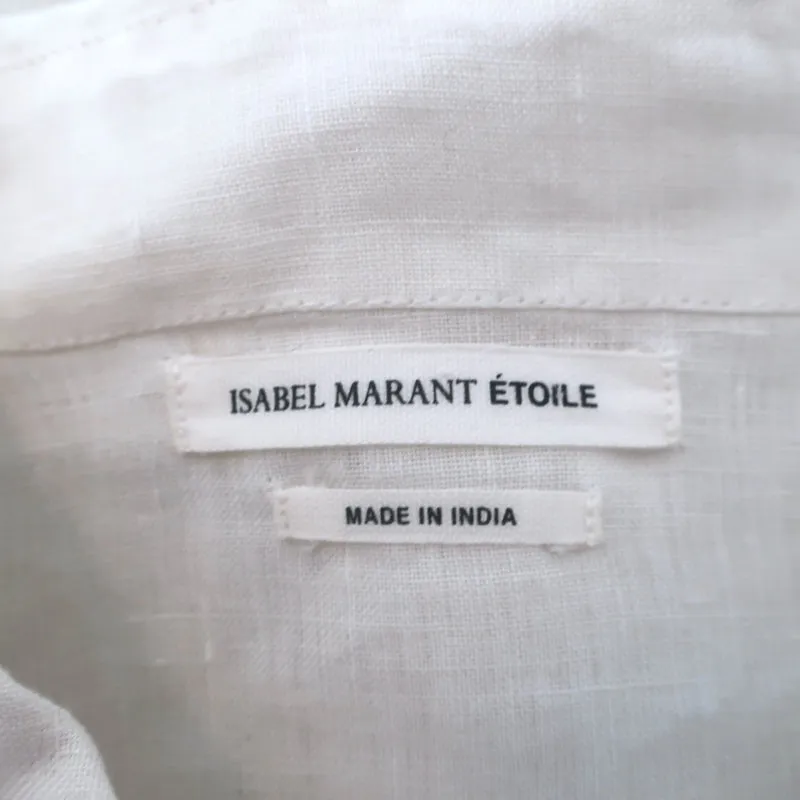Isabel Marant Etoile Daloa Blouse à Col Crème en Lin Taille 38 Haut à Manches Longues