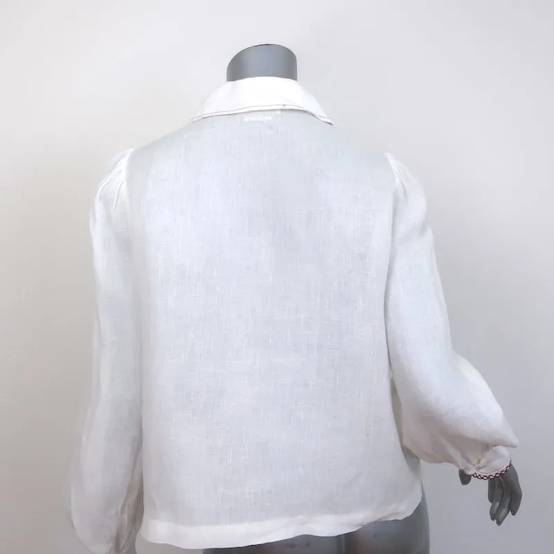 Isabel Marant Etoile Daloa Blouse à Col Crème en Lin Taille 38 Haut à Manches Longues