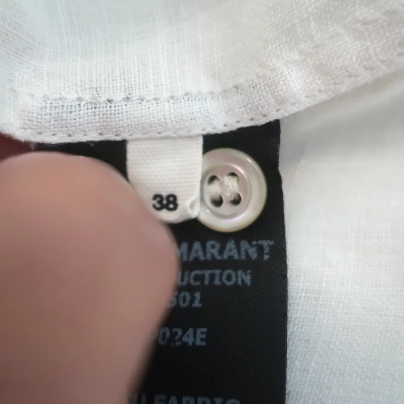 Isabel Marant Etoile Daloa Blouse à Col Crème en Lin Taille 38 Haut à Manches Longues