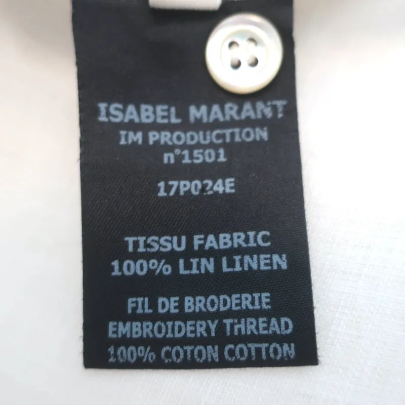 Isabel Marant Etoile Daloa Blouse à Col Crème en Lin Taille 38 Haut à Manches Longues