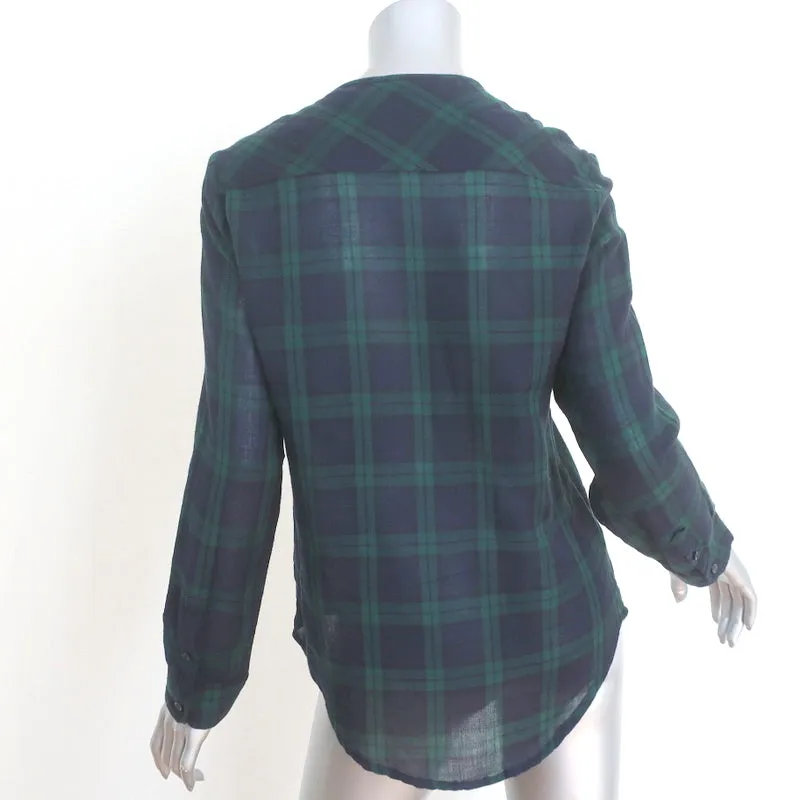 Isabel Marant Etoile Chemise Henley à manches longues Taille 40 en Prince-de-Galles bleu marine/vert