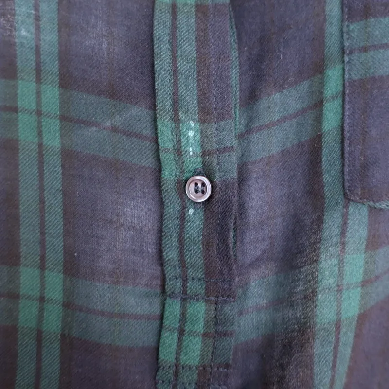 Isabel Marant Etoile Chemise Henley à manches longues Taille 40 en Prince-de-Galles bleu marine/vert
