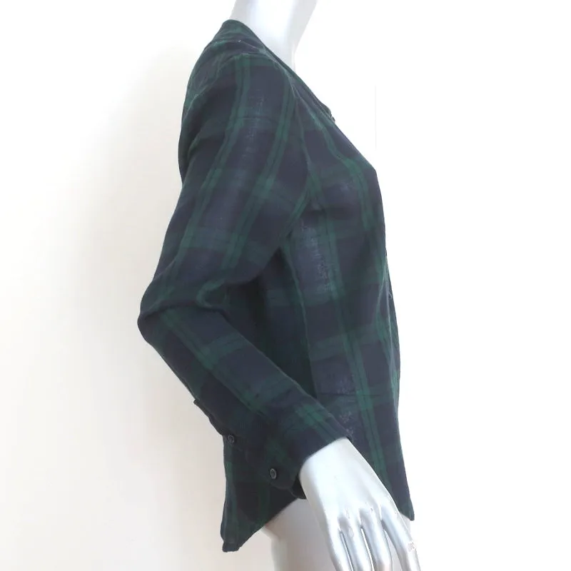 Isabel Marant Etoile Chemise Henley à manches longues Taille 40 en Prince-de-Galles bleu marine/vert