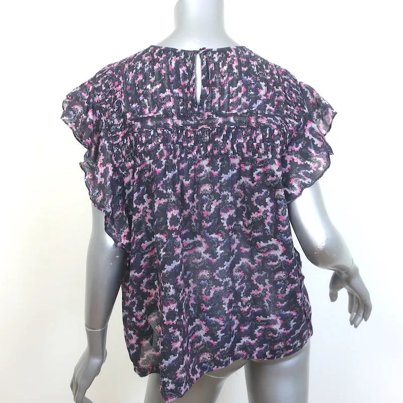 Isabel Marant Etoile Blouse Ilayona en Coton Imprimé Taille 40 Haut à Manches Papillon