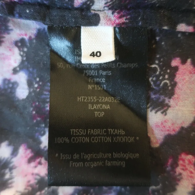 Isabel Marant Etoile Blouse Ilayona en Coton Imprimé Taille 40 Haut à Manches Papillon