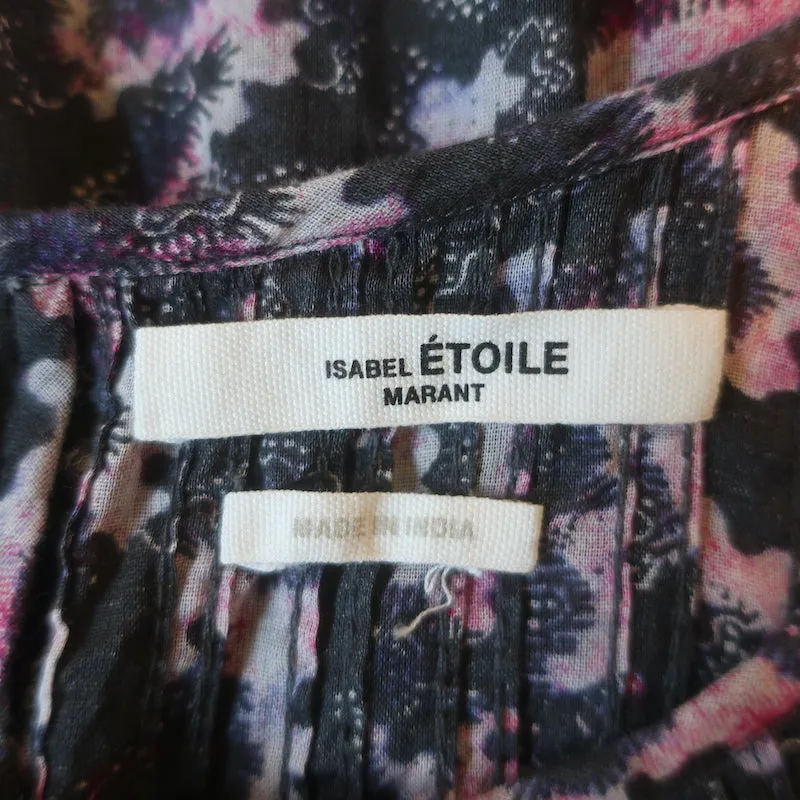 Isabel Marant Etoile Blouse Ilayona en Coton Imprimé Taille 40 Haut à Manches Papillon