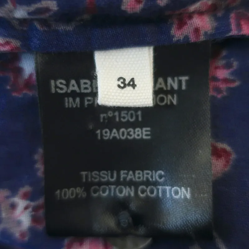 Isabel Marant Etoile Haut Layona à Volants Imprimé Florale Violet en Coton Taille 34