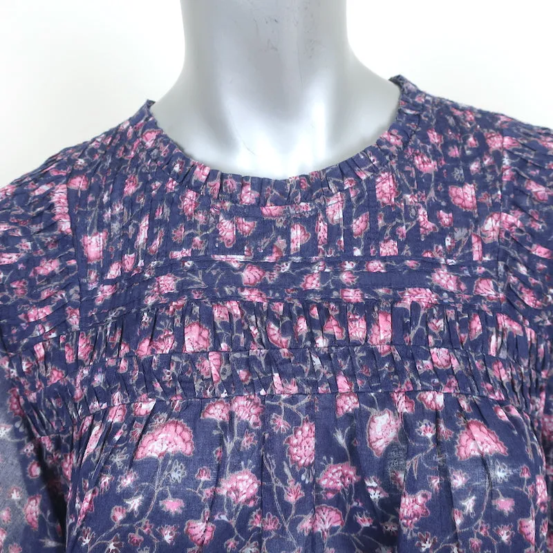 Isabel Marant Etoile Haut Layona à Volants Imprimé Florale Violet en Coton Taille 34