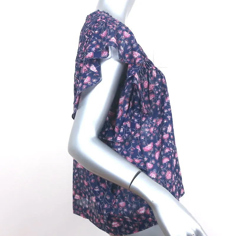 Isabel Marant Etoile Haut Layona à Volants Imprimé Florale Violet en Coton Taille 34
